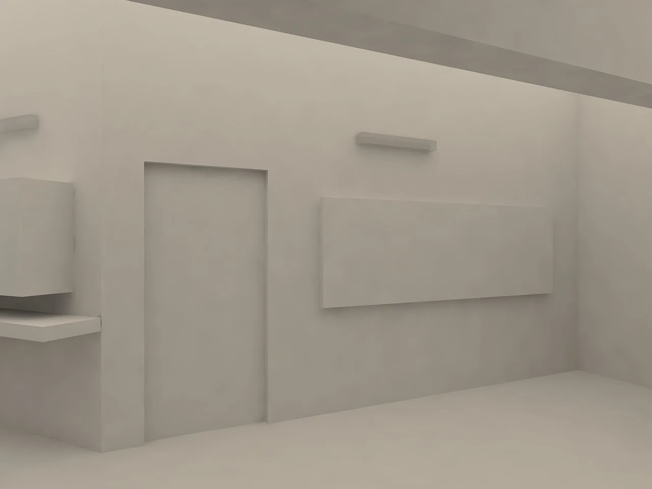 Architectural visualization of an interior with blank wall surfaces