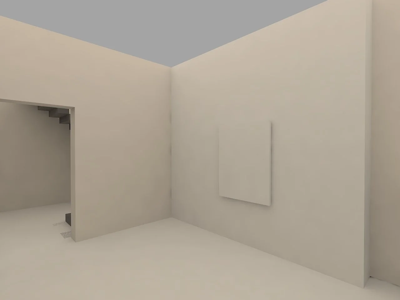 Architectural visualization of an interior with blank wall surfaces