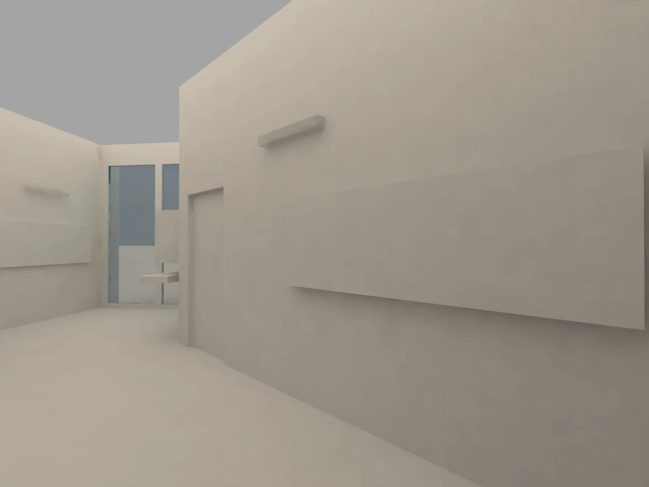 Architectural visualization of an interior with blank wall surfaces
