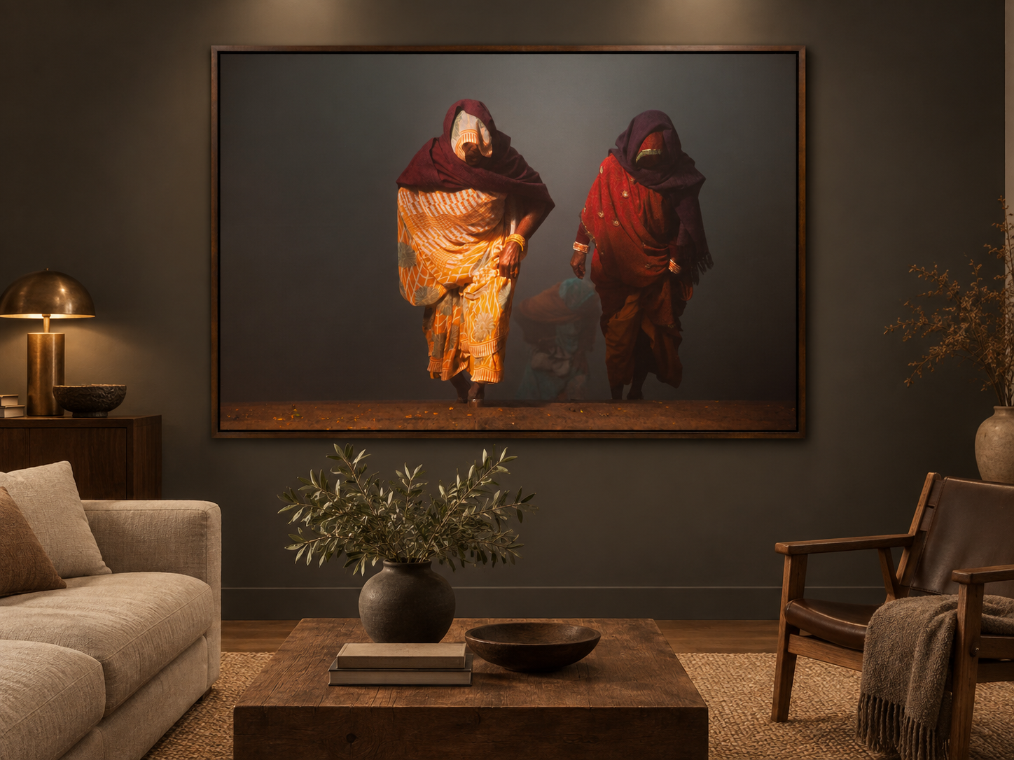 Visualisation d&rsquo;int&eacute;rieur avec l&rsquo;&oelig;uvre photographique &laquo; Coming back from yamuna river, Indien &raquo; d&rsquo;Andr&eacute; Wagner ; il ne s&rsquo;agit pas d&rsquo;une installation photographi&eacute;e.