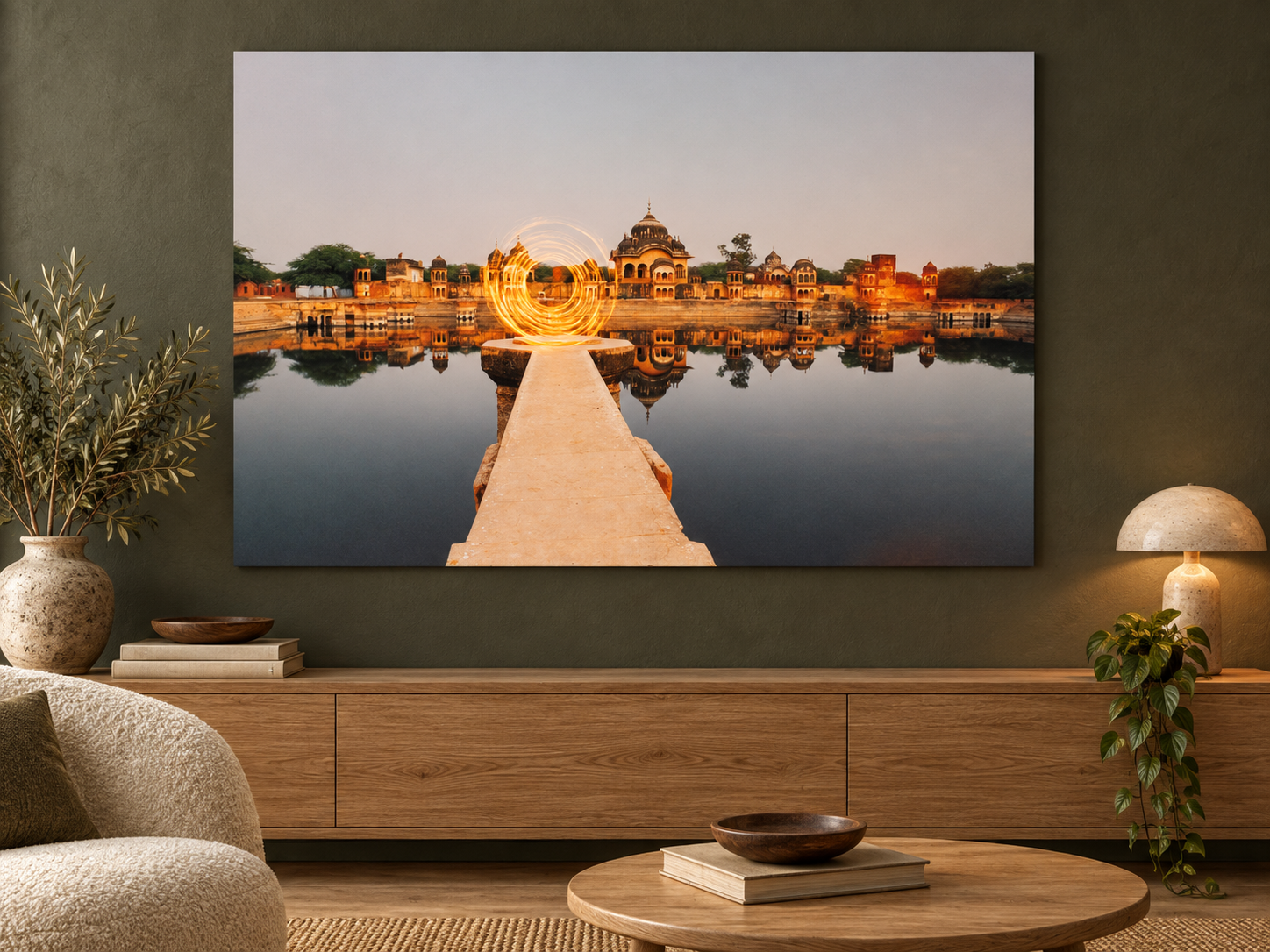 Visualisation d’intérieur avec l’œuvre photographique « Dimension door, Indien » d’André Wagner ; il ne s’agit pas d’une installation photographiée.