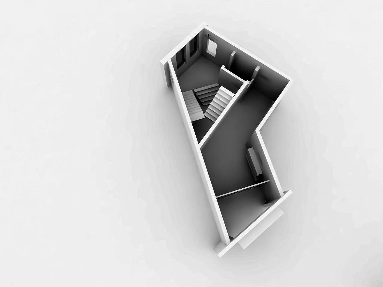 Three-dimensional architectural model of a stairwell
