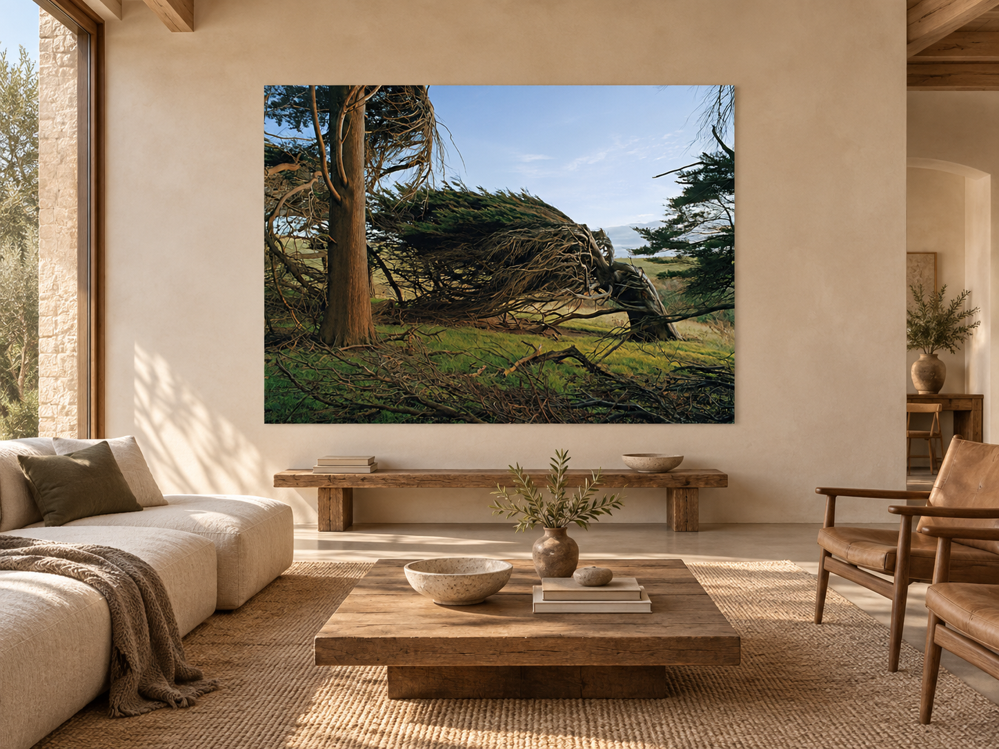 Raumvisualisierung mit der Fotokunst „Fight, Neuseeland“ von André Wagner; keine fotografierte Installation.