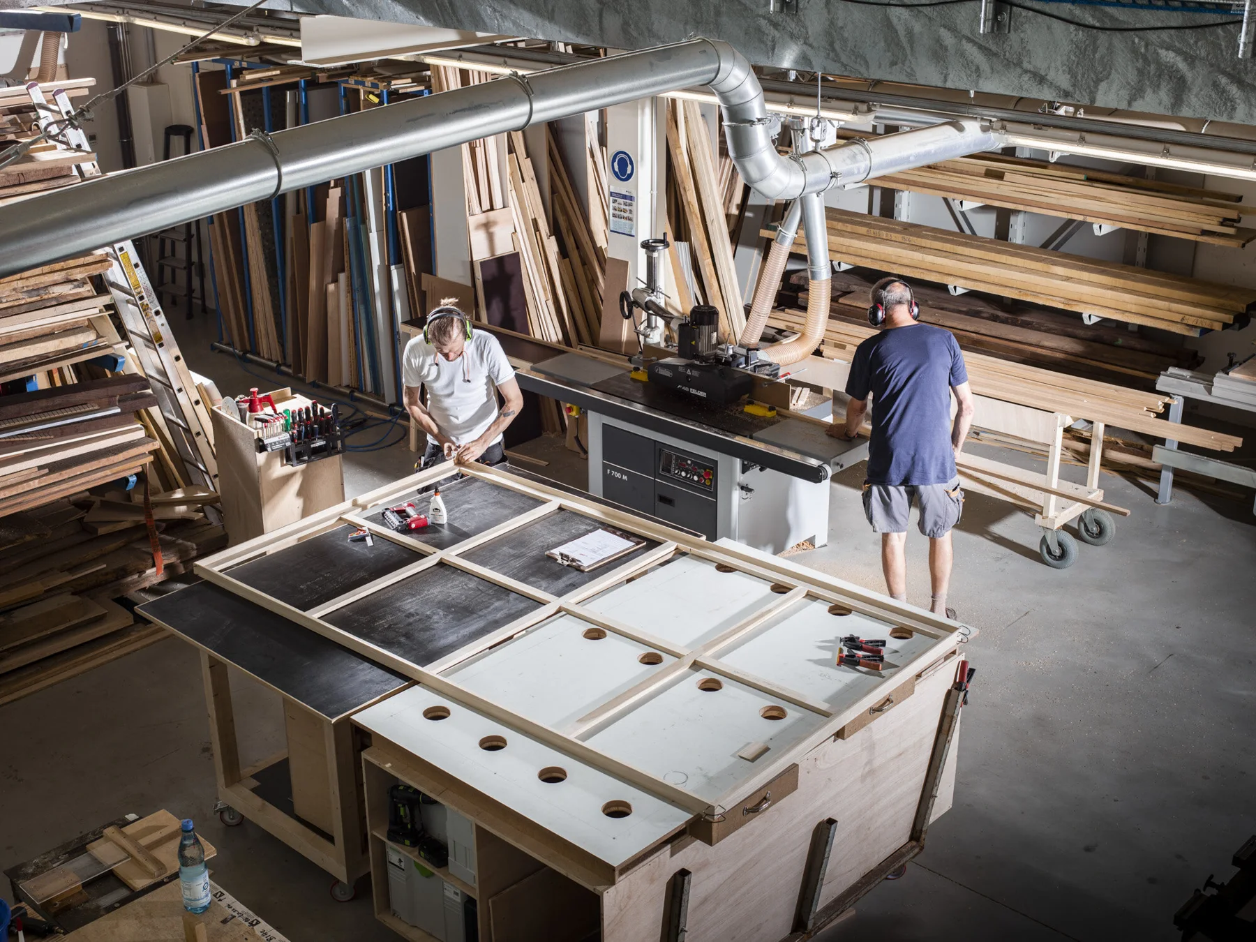 Handcrafted picture frames being made in a workshop