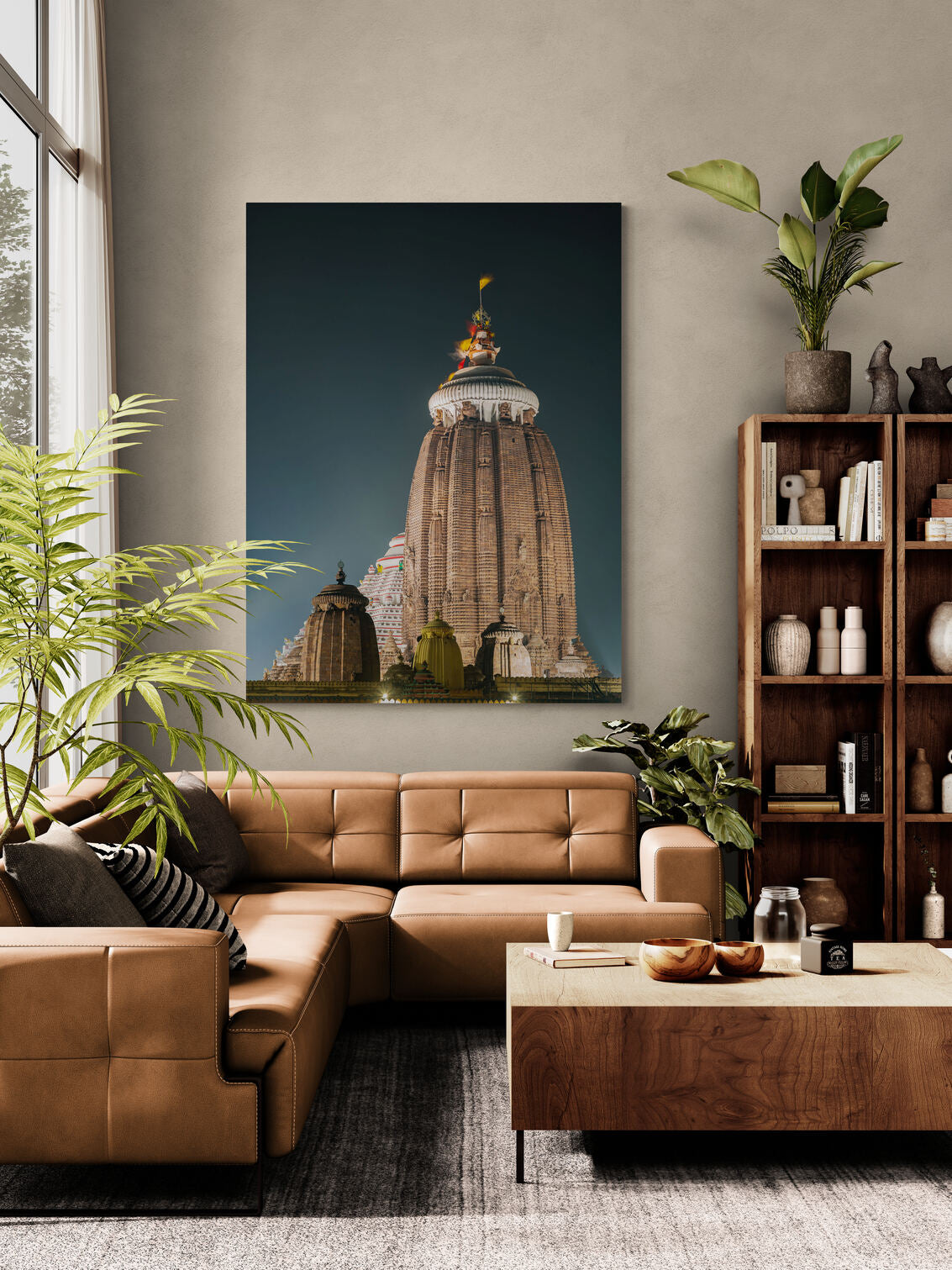 Visualisation d’intérieur avec l’œuvre photographique « Jagannath temple puri, Indien » d’André Wagner ; il ne s’agit pas d’une installation photographiée.