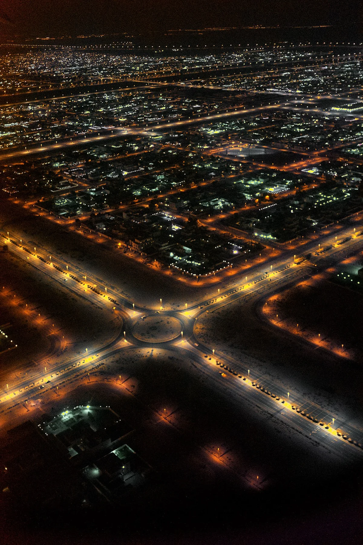 R&eacute;seau routier nocturne vu d&rsquo;en haut.