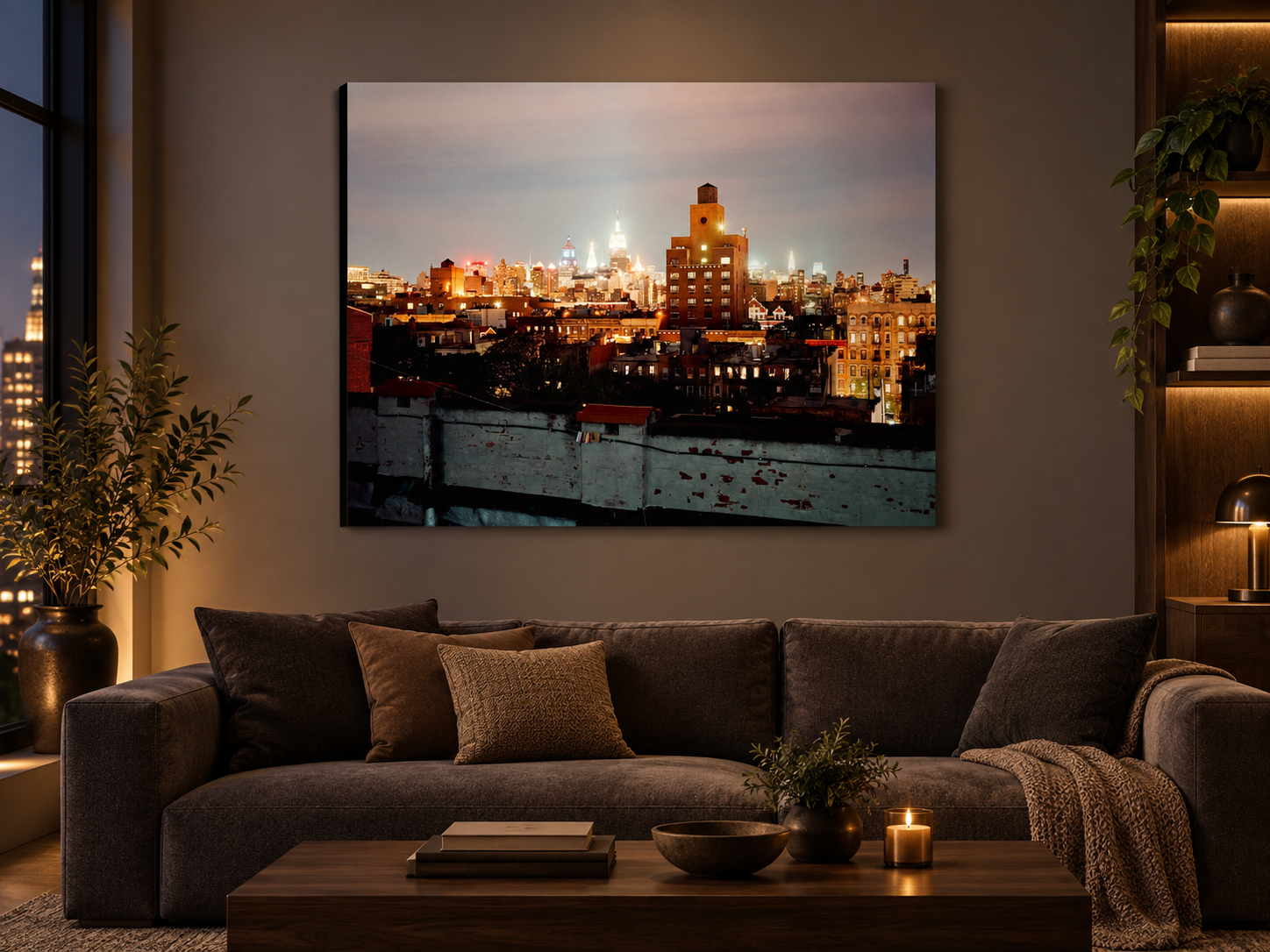 Visualisation d’intérieur avec l’œuvre photographique « Ny rooftop 2, Usa » d’André Wagner ; il ne s’agit pas d’une installation photographiée.