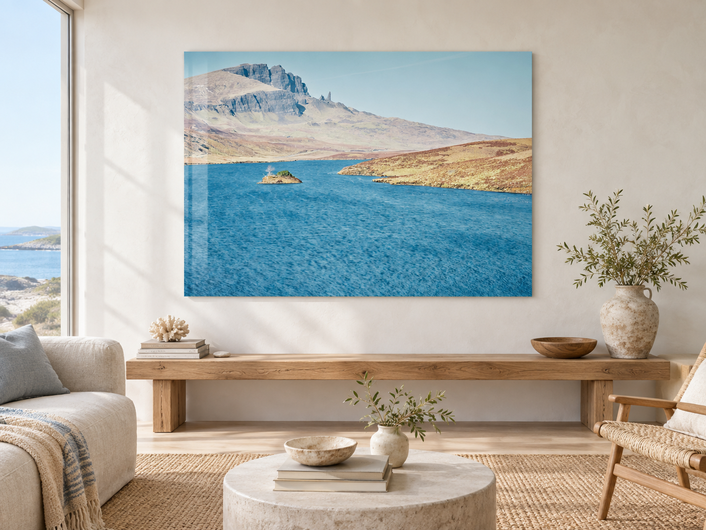 Visualisation d’intérieur avec l’œuvre photographique « Old man of storr, Schottland » d’André Wagner ; il ne s’agit pas d’une installation photographiée.