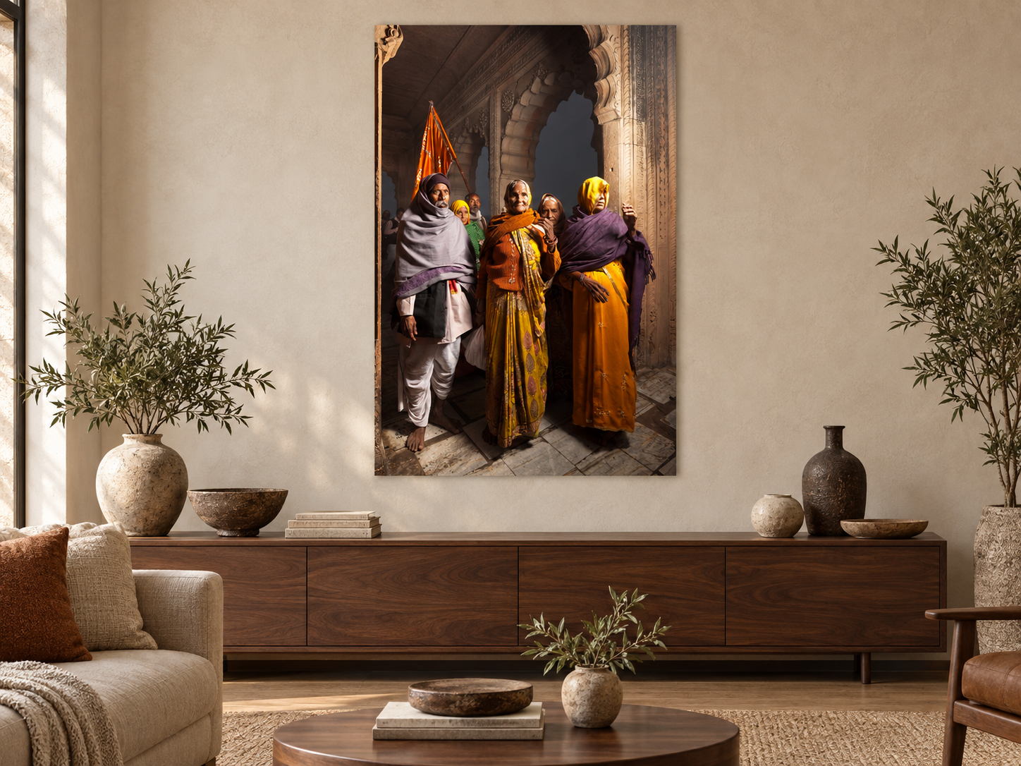 Visualisation d’intérieur avec l’œuvre photographique « Pilgrim family, Indien » d’André Wagner ; il ne s’agit pas d’une installation photographiée.