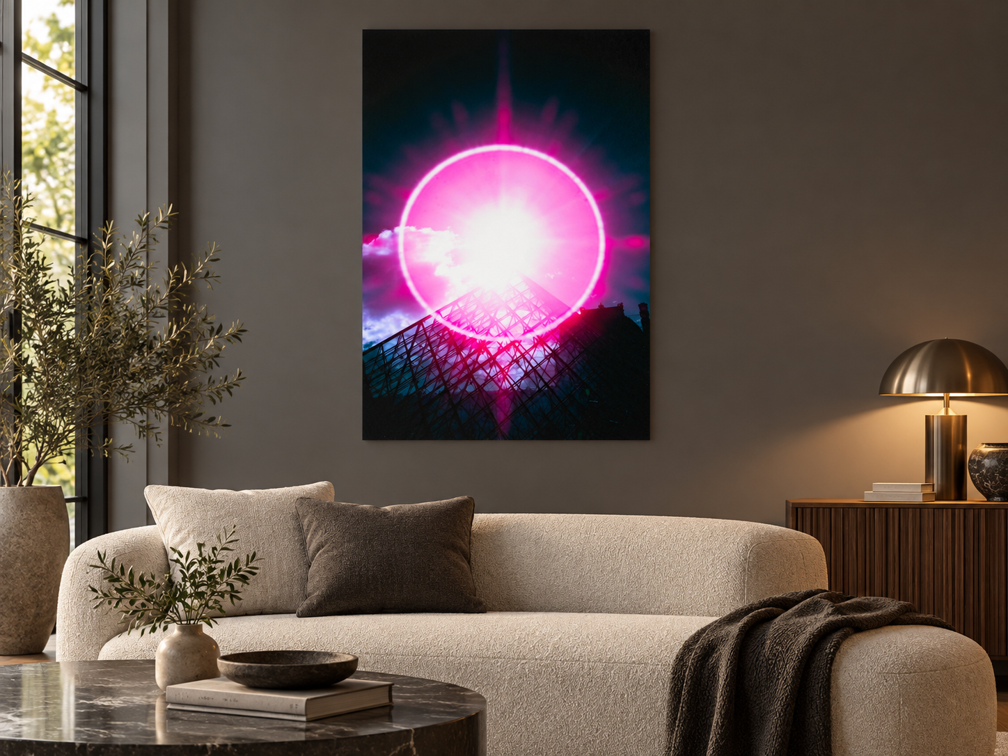 Interior visualization featuring “Spectrum of enlightenment: halo above the louvre, Frankreich”.