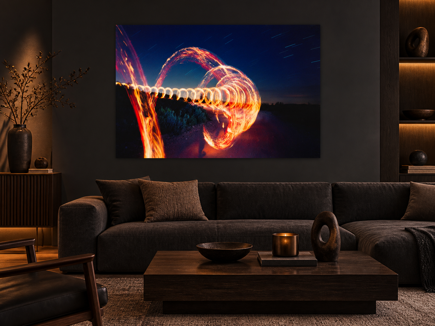 Visualisation d’intérieur avec l’œuvre photographique « Round the corner, Spanien » d’André Wagner ; il ne s’agit pas d’une installation photographiée.