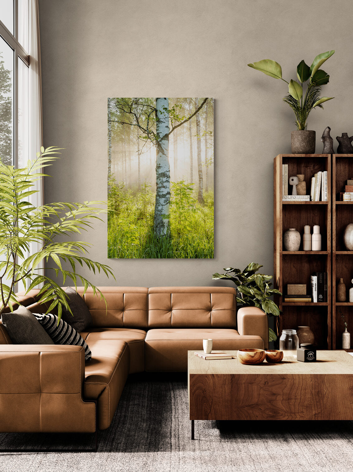 Visualisation d’intérieur avec l’œuvre photographique « Sacred light, Finnland » d’André Wagner ; il ne s’agit pas d’une installation photographiée.