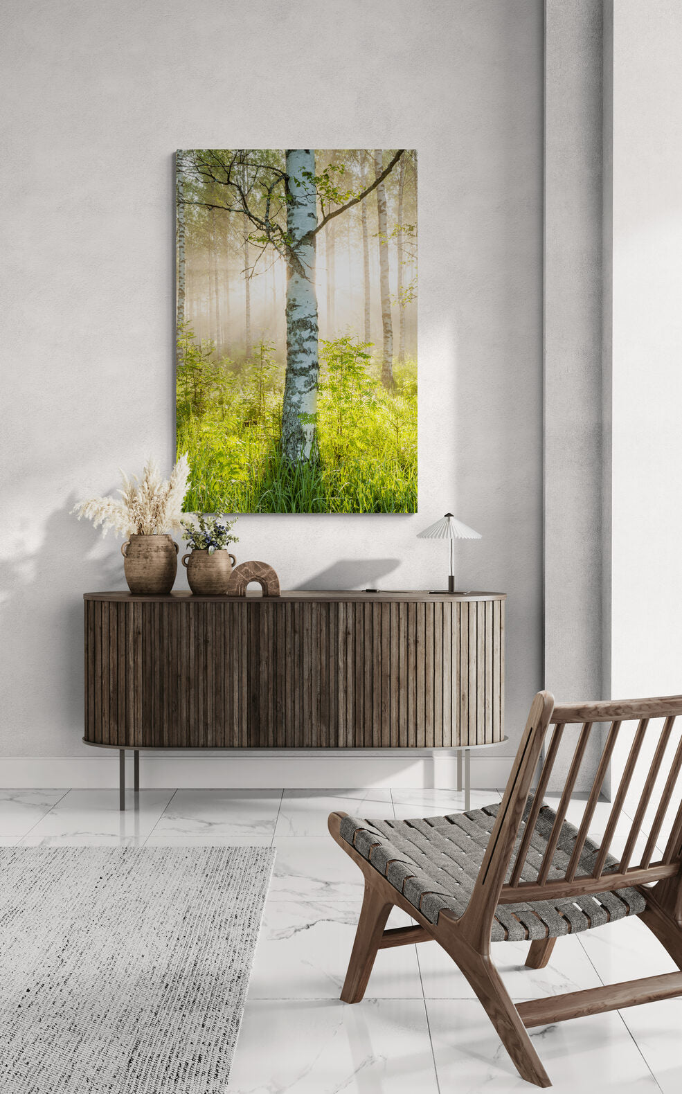 Visualisation d’intérieur avec l’œuvre photographique « Sacred light, Finnland » d’André Wagner ; il ne s’agit pas d’une installation photographiée.