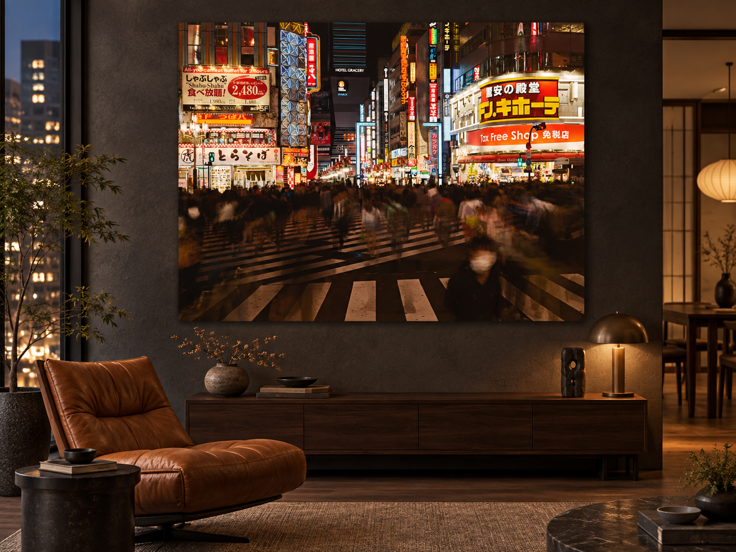 Visualisation d’intérieur avec l’œuvre photographique « Tokyo shinjuku 2, Japan » d’André Wagner ; il ne s’agit pas d’une installation photographiée.
