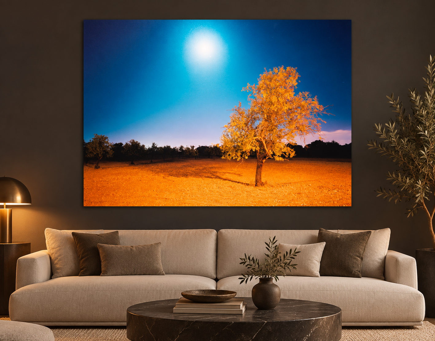 Visualisation d’intérieur avec l’œuvre photographique « Two characteristics, Spanien » d’André Wagner ; il ne s’agit pas d’une installation photographiée.