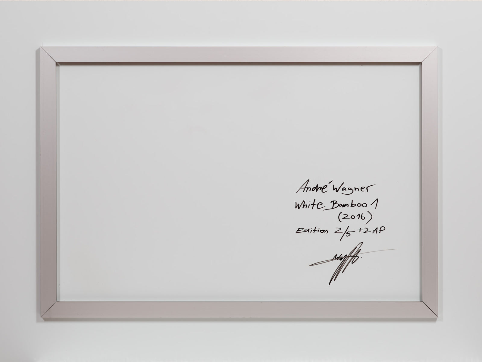 Vue du dos de l’œuvre photographique « White bamboo 1, Japan » d’André Wagner.
