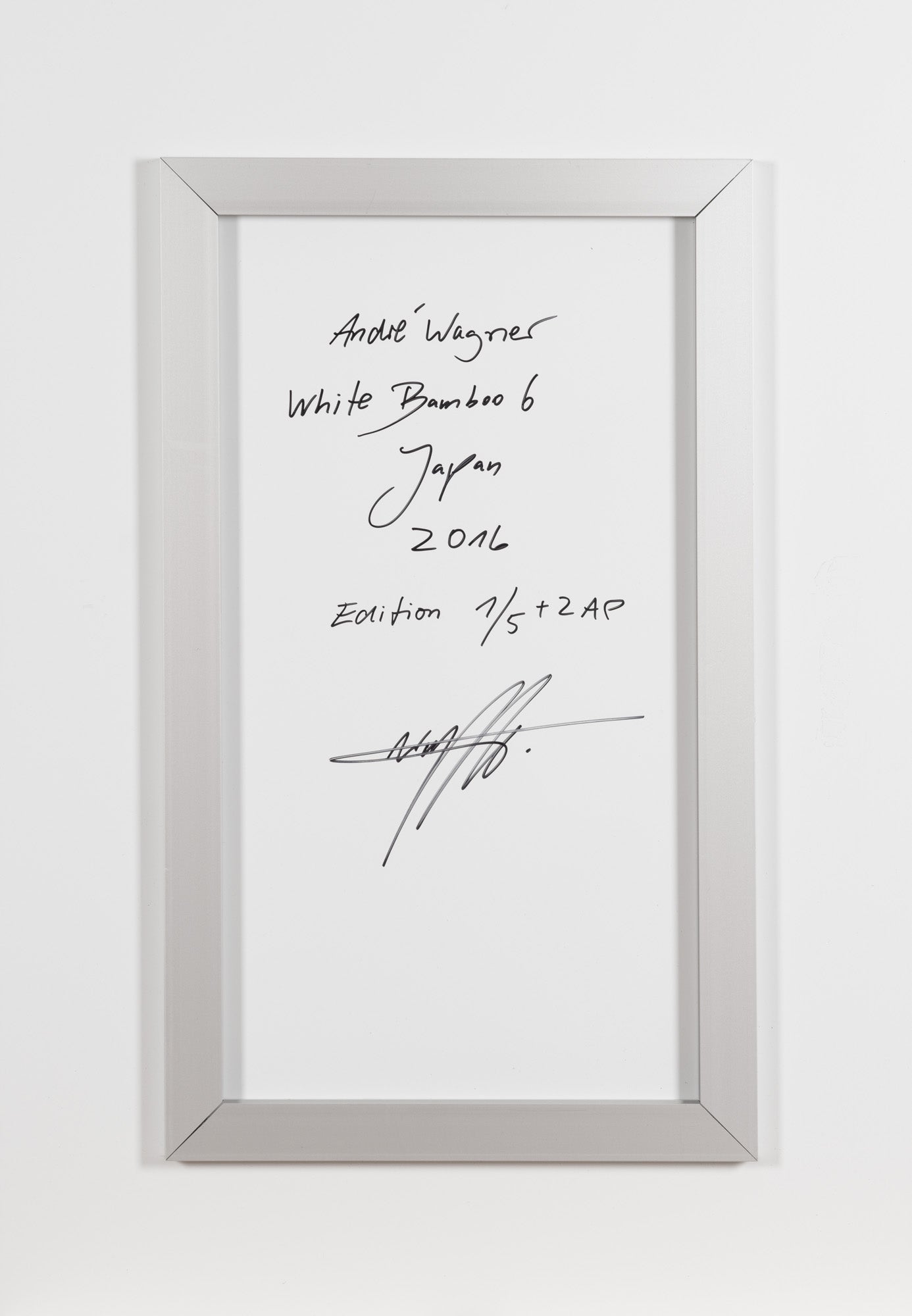 Reverse view of the photographic artwork “White Bamboo 6, Japan” by André Wagner.