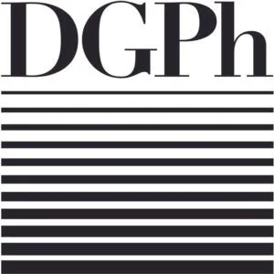 Graphic with the big letters 'DGPh' and several black lines below.