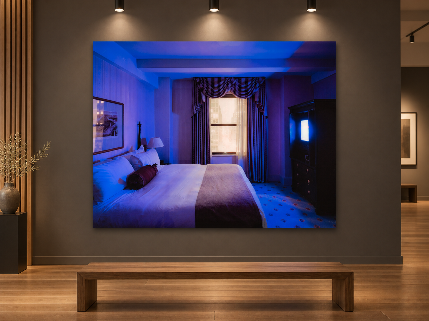 KI-generierte Raumvisualisierung – Hot Wish, USA. Darstellung dient der Orientierung zu Größe und Wirkung; keine fotografierte Installation.