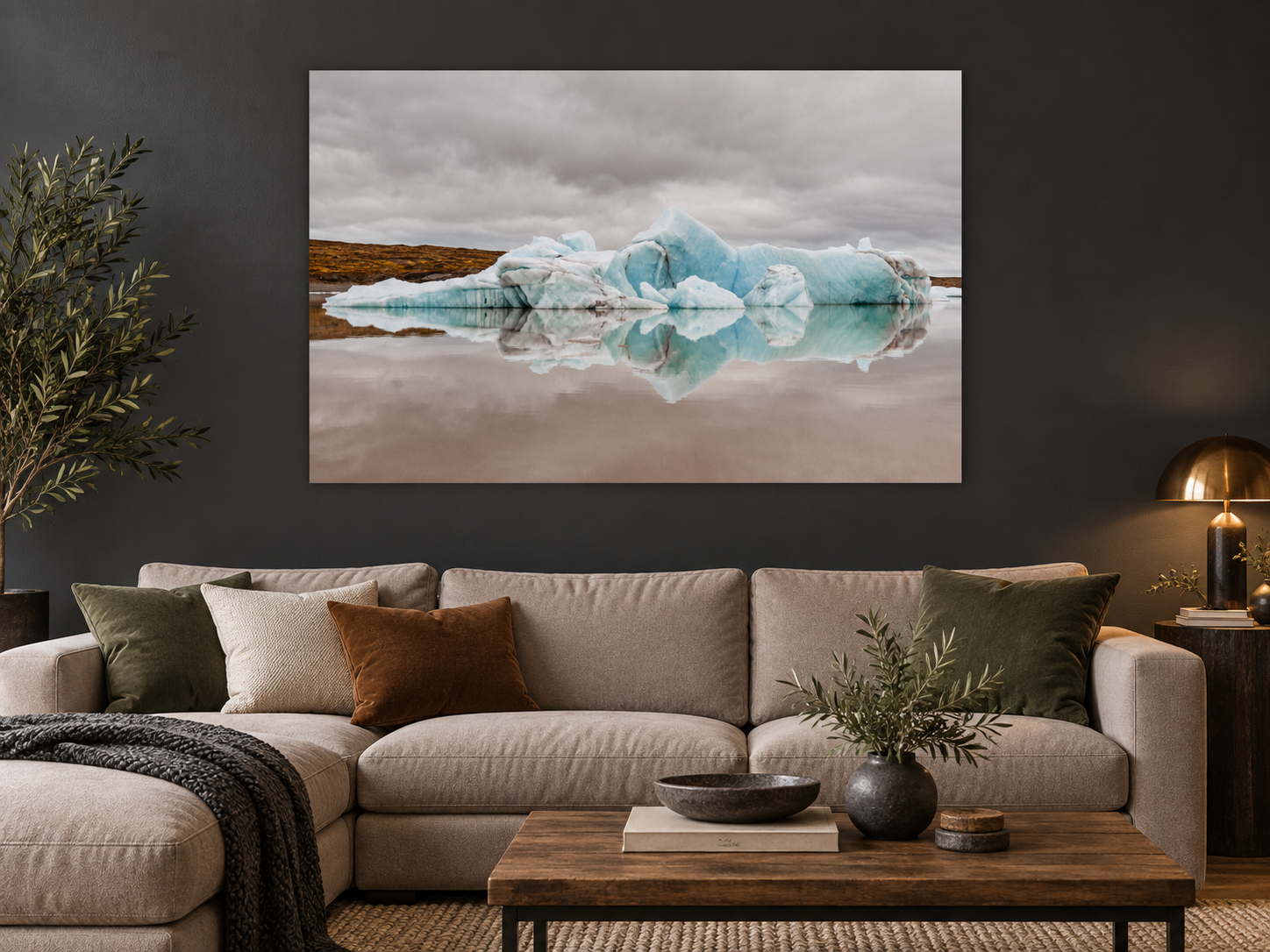 KI-generierte Raumvisualisierung – Earthporn 2, Island. Darstellung dient der Orientierung zu Größe und Wirkung; keine fotografierte Installation.