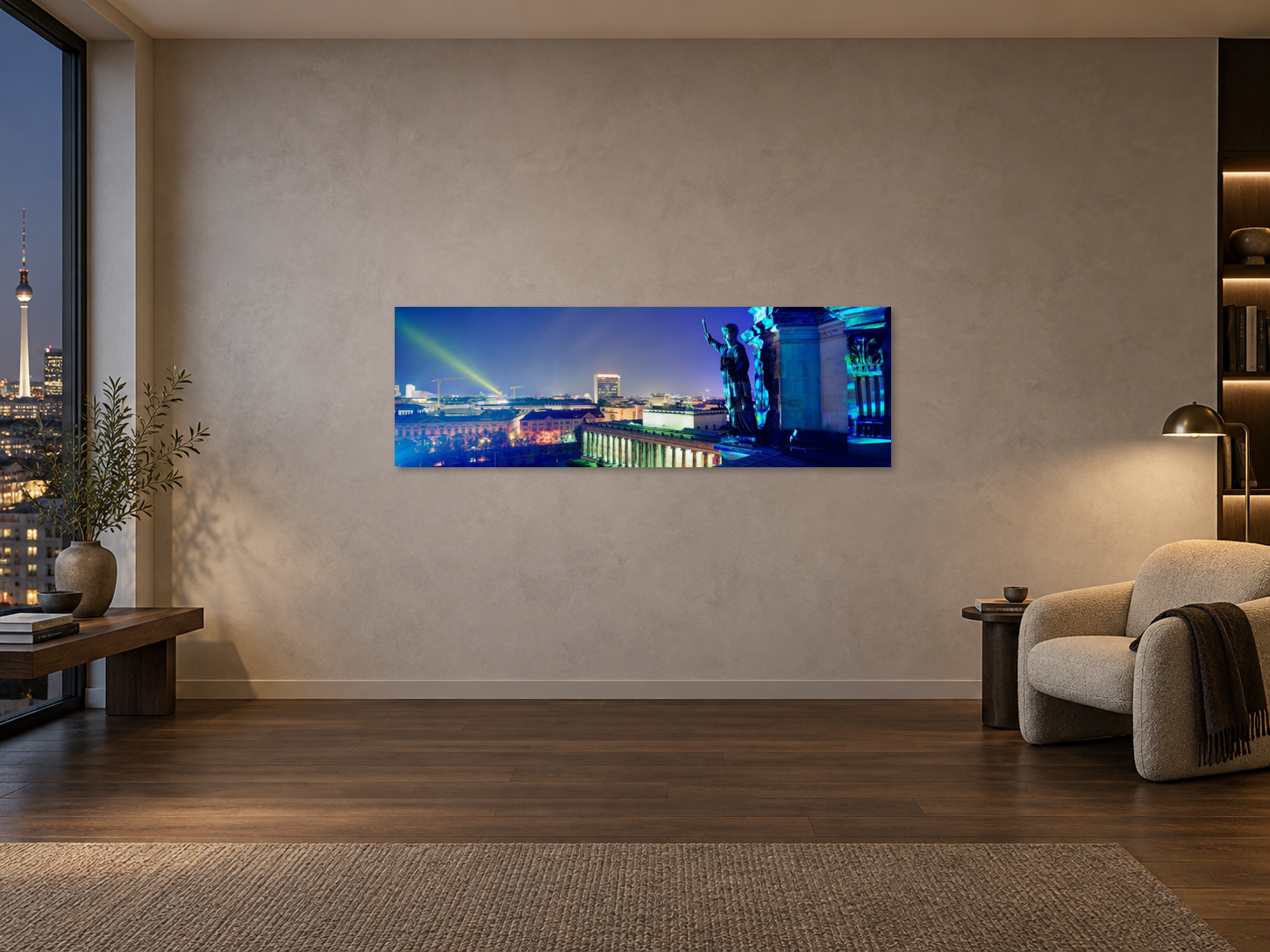 Raumvisualisierung – BERLINER DOM 5, DEUTSCHLAND, 60 × 180 cm. Unverändertes Original, maßstäbliches Panorama im Berliner Penthouse.