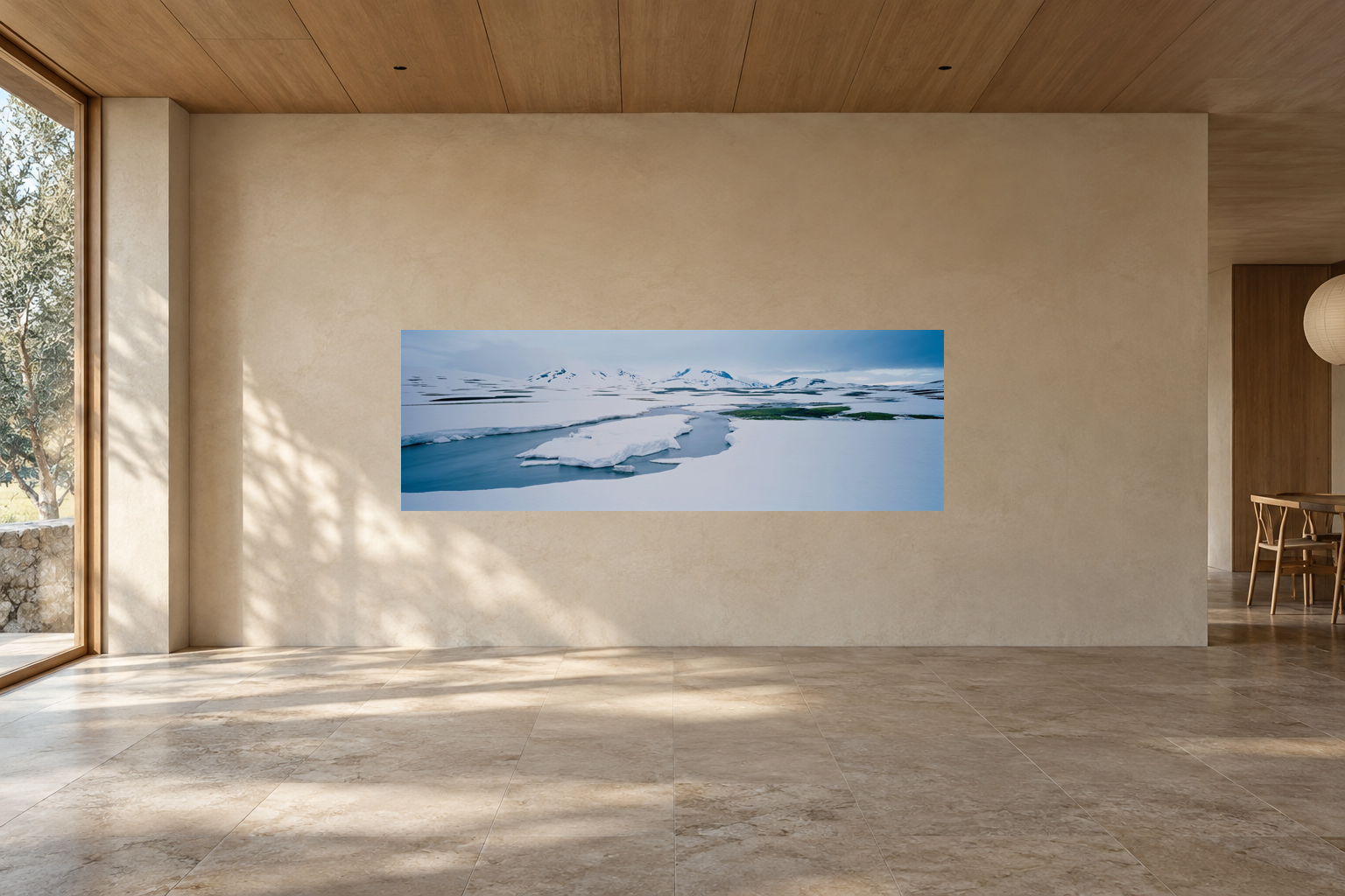 ISLAND SPRING, ISLAND — Raumansicht für Edition 59 × 177 cm; vollständiges unverändertes Original, freie Bildachse.