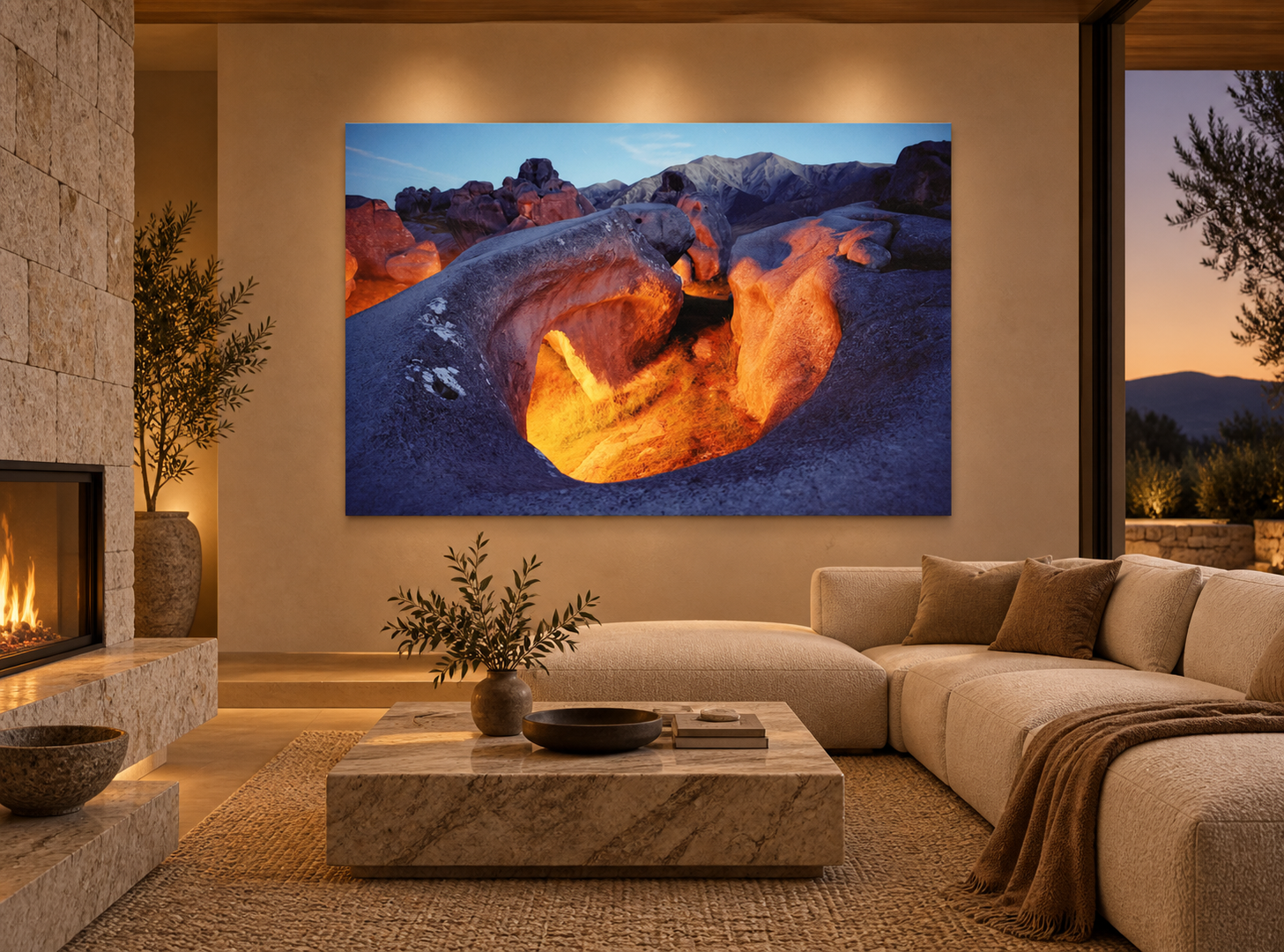 KI-generierte Raumvisualisierung – MAORI SPIRIT, NEUSEELAND. Darstellung dient der Orientierung zu Größe und Wirkung; keine fotografierte Installation.