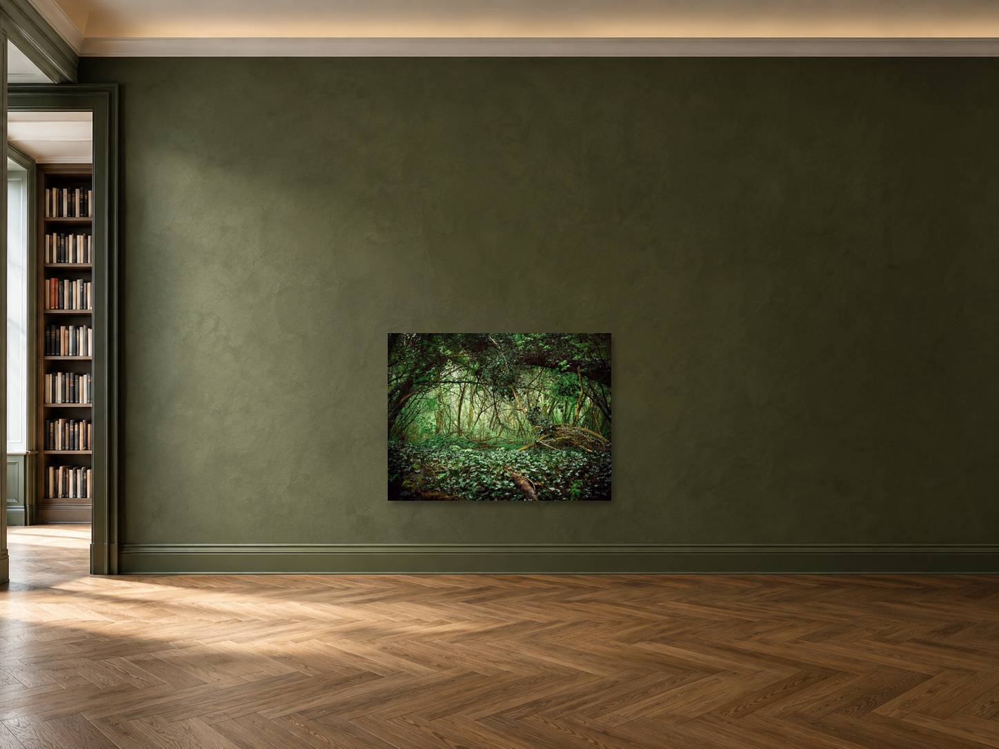 André Wagner – Deutscher Wald, Deutschland – Raumansicht für 81 × 108 cm