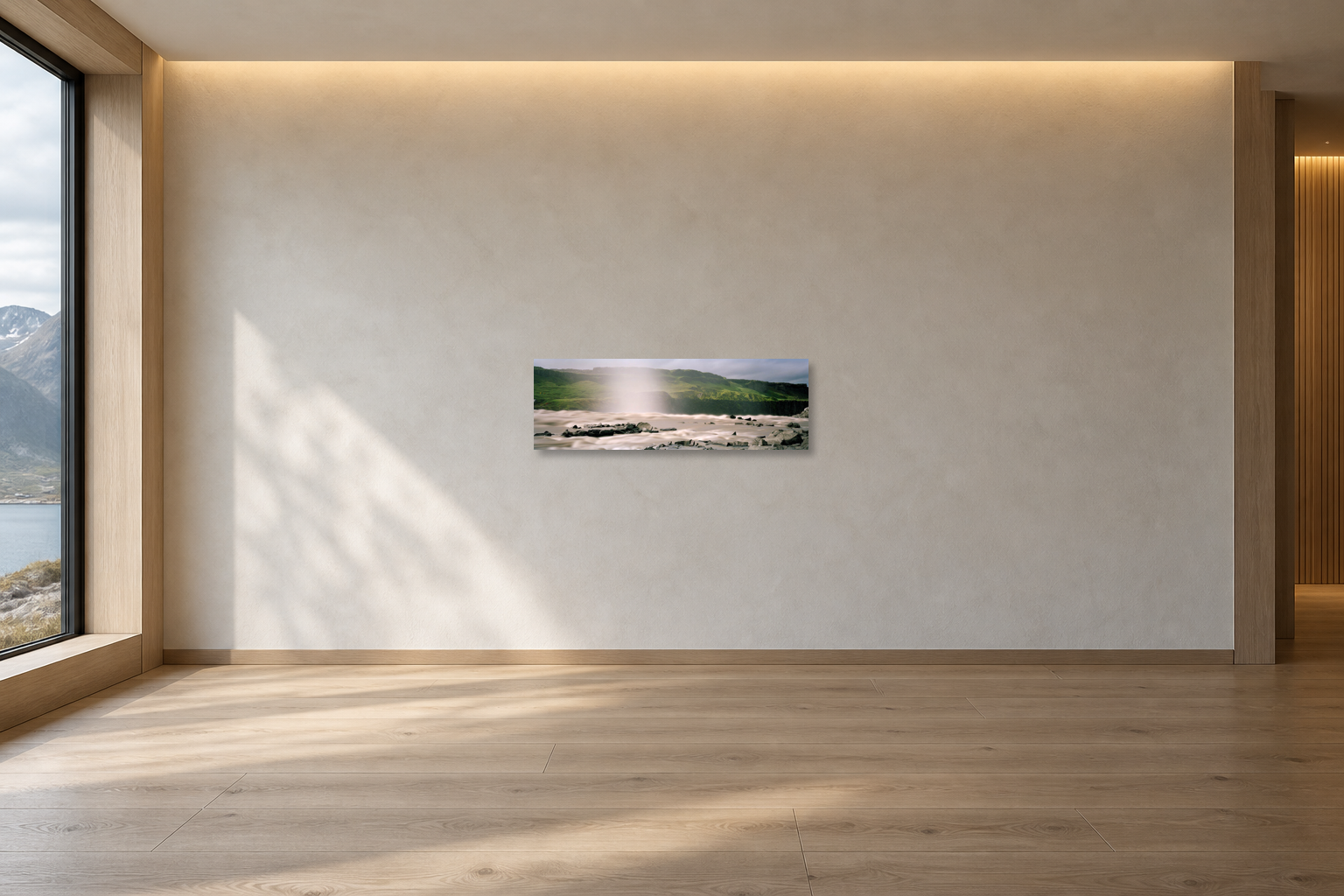 SWIMMING AGAINST THE STREAM, ISLAND — Raumansicht, Edition 47 × 128 cm