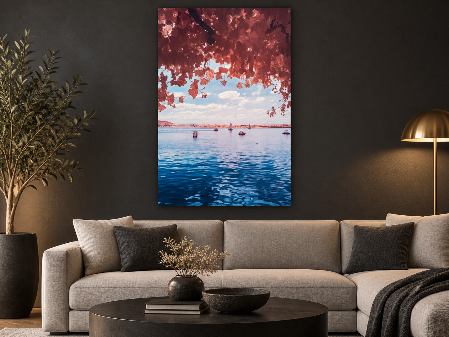 KI-generierte Raumvisualisierung – Zugersee 3, Schweiz. Darstellung dient der Orientierung zu Größe und Wirkung; keine fotografierte Installation.