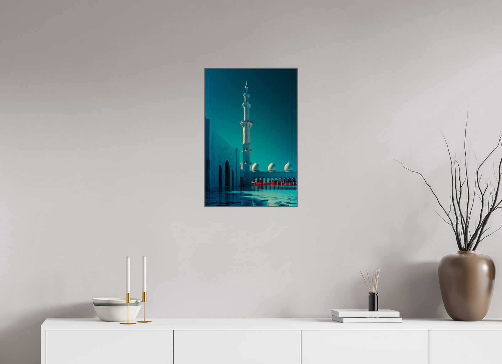 Vertical Silence · 40 × 60 cm · ChromaLuxe · glänzend · Aluminiumrahmen 25 mm · Silber